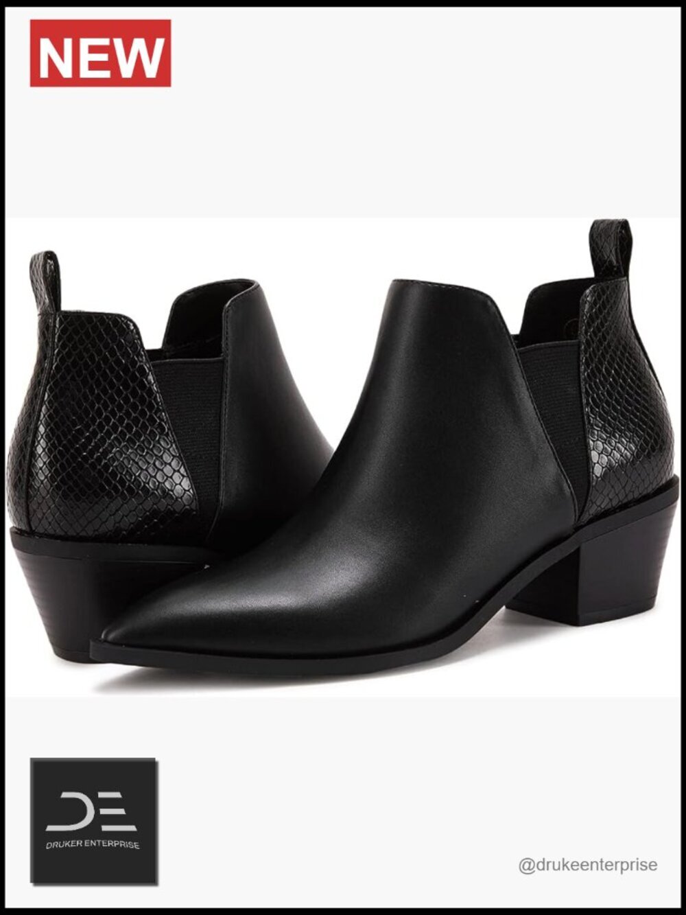 Faux Suede Chunky Heel Ankle Booties Slip On Pointed Toe Western Chelsea Boots
